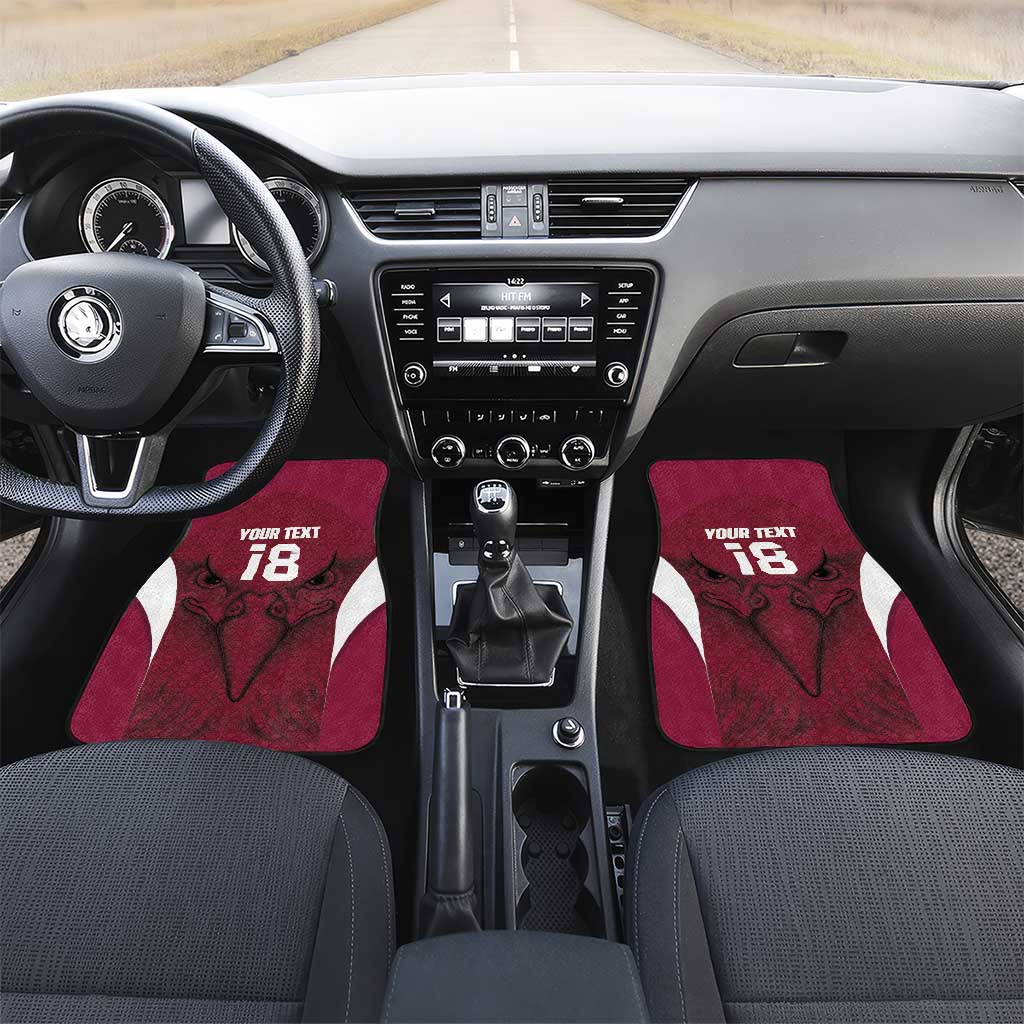 Custom Qatar Football Car Mats Maroon Falcon Spirit Red Version - Wonder Print Shop