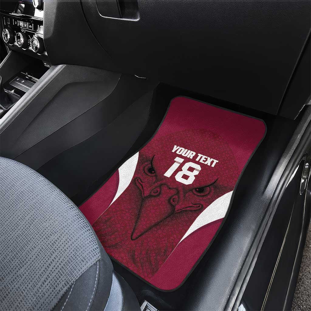 Custom Qatar Football Car Mats Maroon Falcon Spirit Red Version - Wonder Print Shop