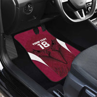 Custom Qatar Football Car Mats Maroon Falcon Spirit Red Version - Wonder Print Shop