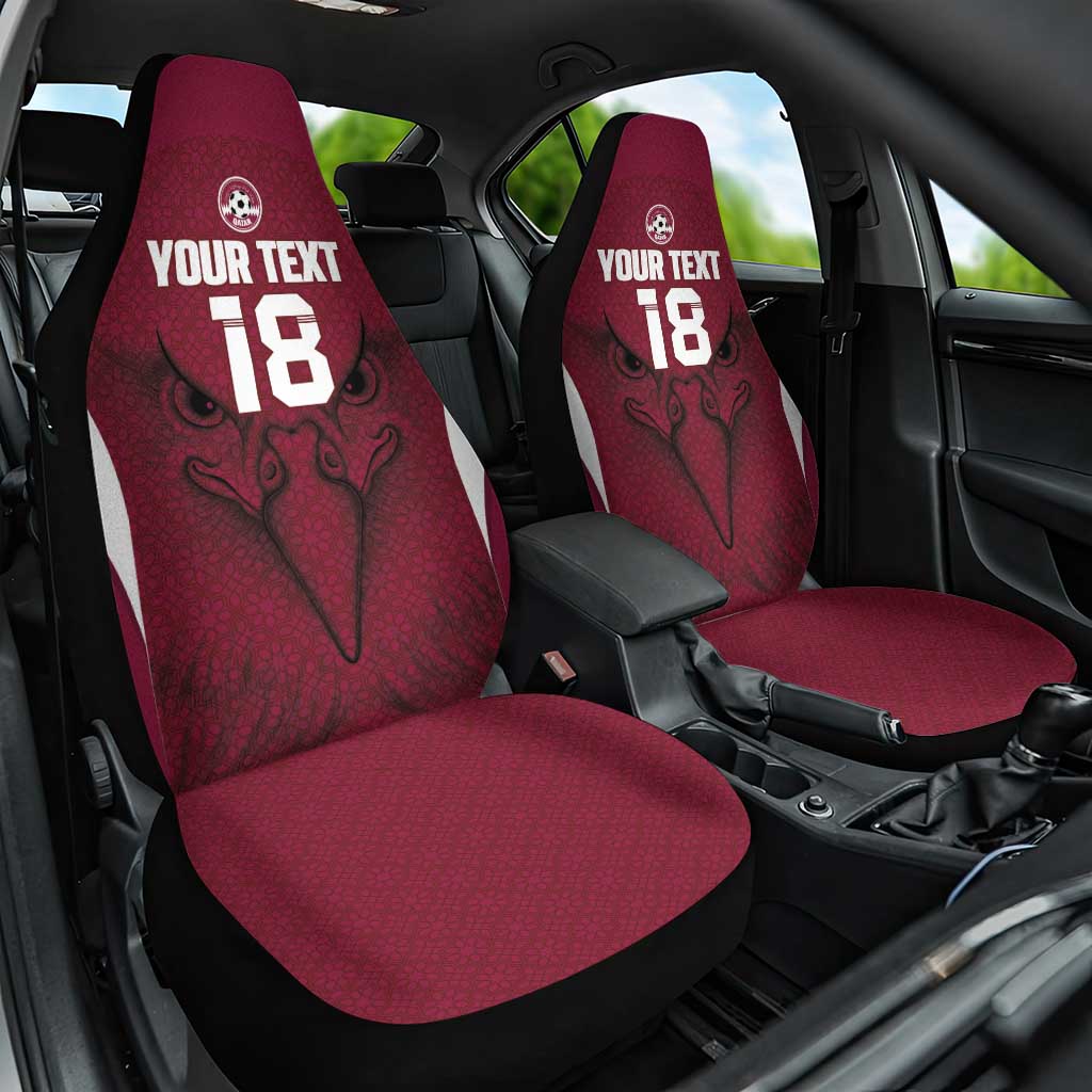 Custom Qatar Football Car Seat Cover Maroon Falcon Spirit Red Version - Wonder Print Shop