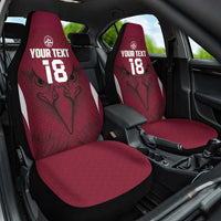 Custom Qatar Football Car Seat Cover Maroon Falcon Spirit Red Version - Wonder Print Shop