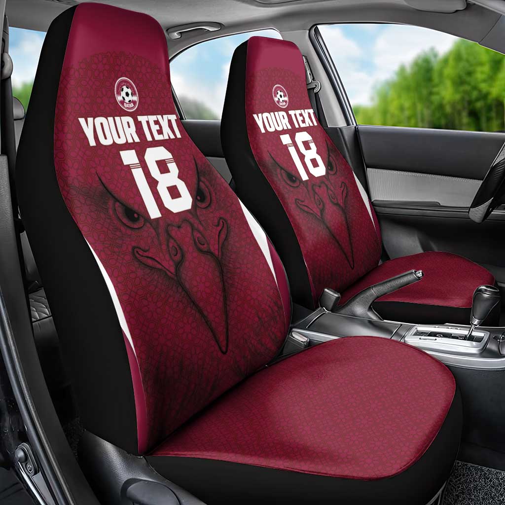 Custom Qatar Football Car Seat Cover Maroon Falcon Spirit Red Version - Wonder Print Shop