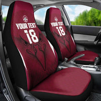 Custom Qatar Football Car Seat Cover Maroon Falcon Spirit Red Version - Wonder Print Shop