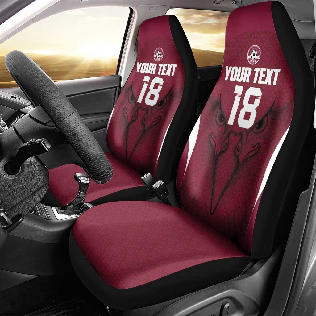 Custom Qatar Football Car Seat Cover Maroon Falcon Spirit Red Version - Wonder Print Shop