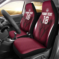 Custom Qatar Football Car Seat Cover Maroon Falcon Spirit Red Version - Wonder Print Shop