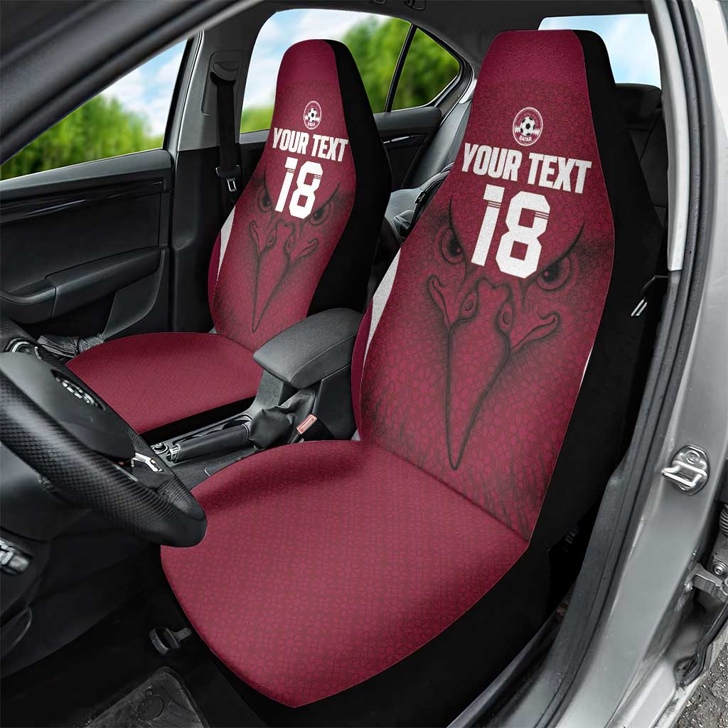 Custom Qatar Football Car Seat Cover Maroon Falcon Spirit Red Version - Wonder Print Shop