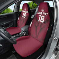 Custom Qatar Football Car Seat Cover Maroon Falcon Spirit Red Version - Wonder Print Shop