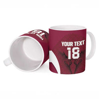 Custom Qatar Football Ceramic Mug Maroon Falcon Spirit Red Version - Wonder Print Shop