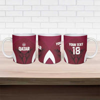 Custom Qatar Football Ceramic Mug Maroon Falcon Spirit Red Version - Wonder Print Shop
