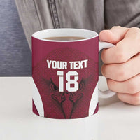 Custom Qatar Football Ceramic Mug Maroon Falcon Spirit Red Version - Wonder Print Shop