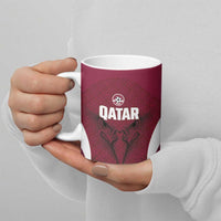 Custom Qatar Football Ceramic Mug Maroon Falcon Spirit Red Version - Wonder Print Shop