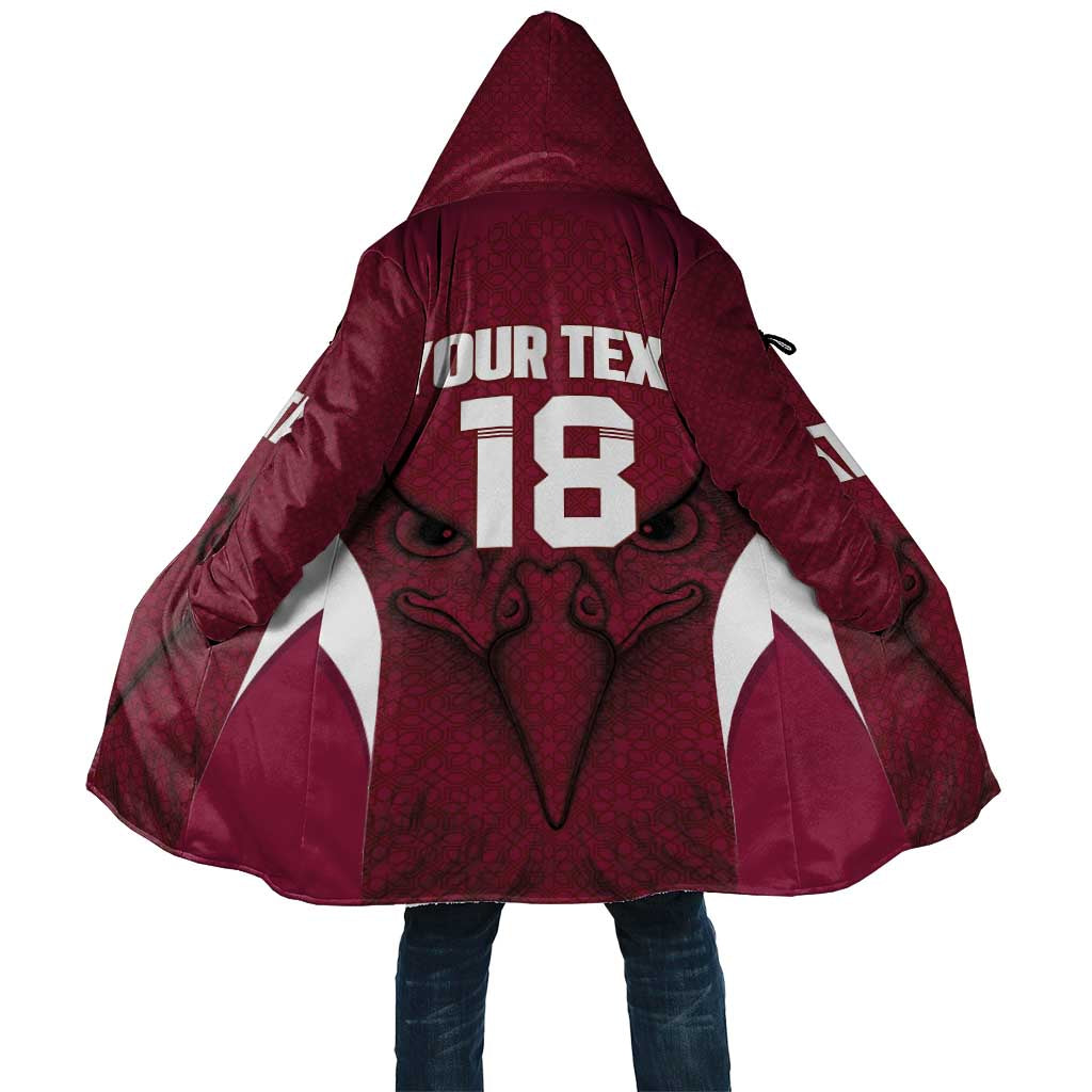 Custom Qatar Football Cloak Maroon Falcon Spirit Red Version - Wonder Print Shop
