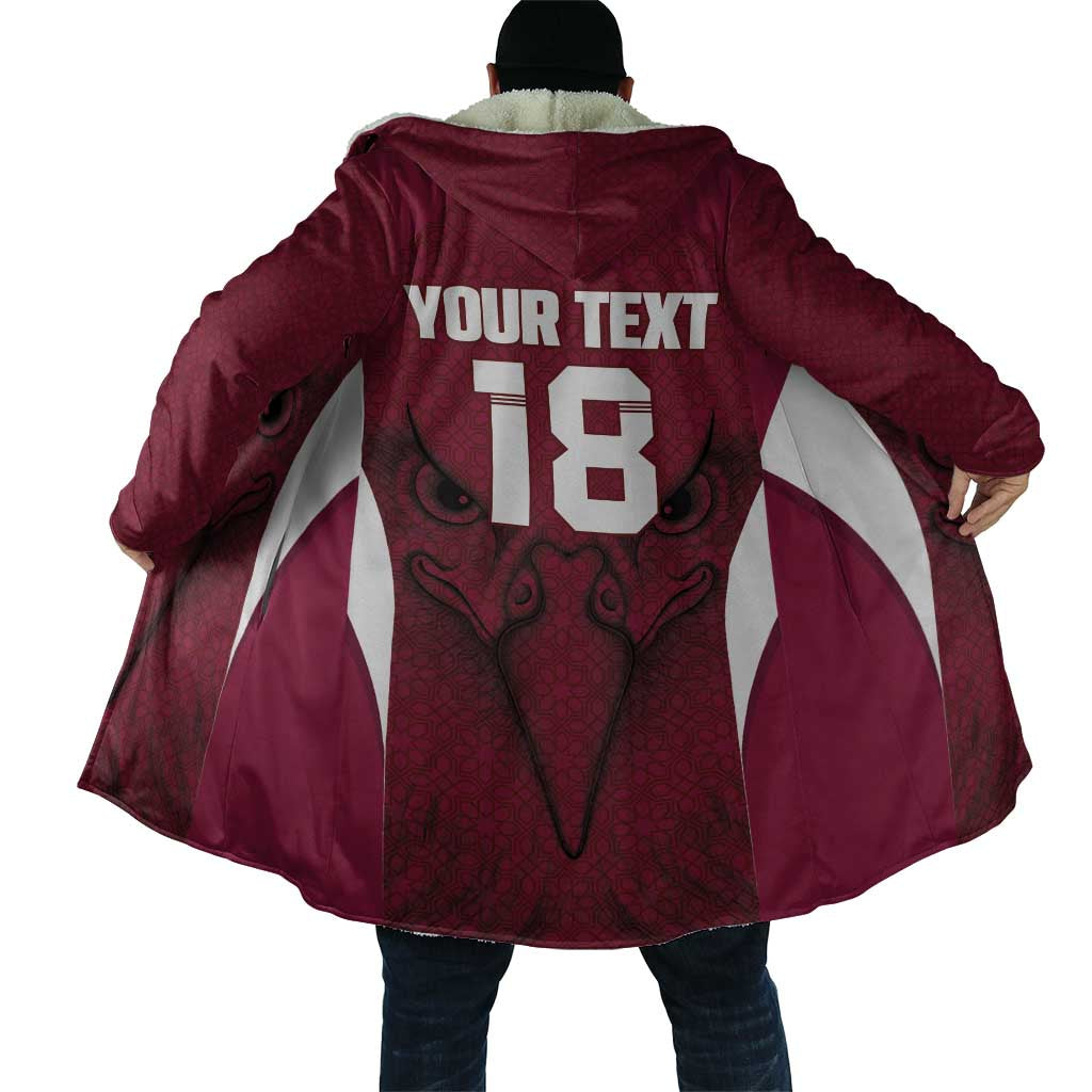 Custom Qatar Football Cloak Maroon Falcon Spirit Red Version - Wonder Print Shop