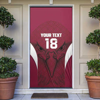 Custom Qatar Football Door Cover Maroon Falcon Spirit Red Version - Wonder Print Shop