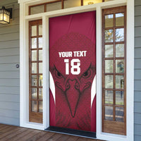 Custom Qatar Football Door Cover Maroon Falcon Spirit Red Version - Wonder Print Shop