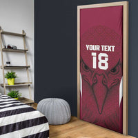 Custom Qatar Football Door Cover Maroon Falcon Spirit Red Version - Wonder Print Shop