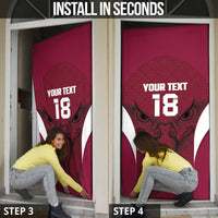 Custom Qatar Football Door Cover Maroon Falcon Spirit Red Version - Wonder Print Shop