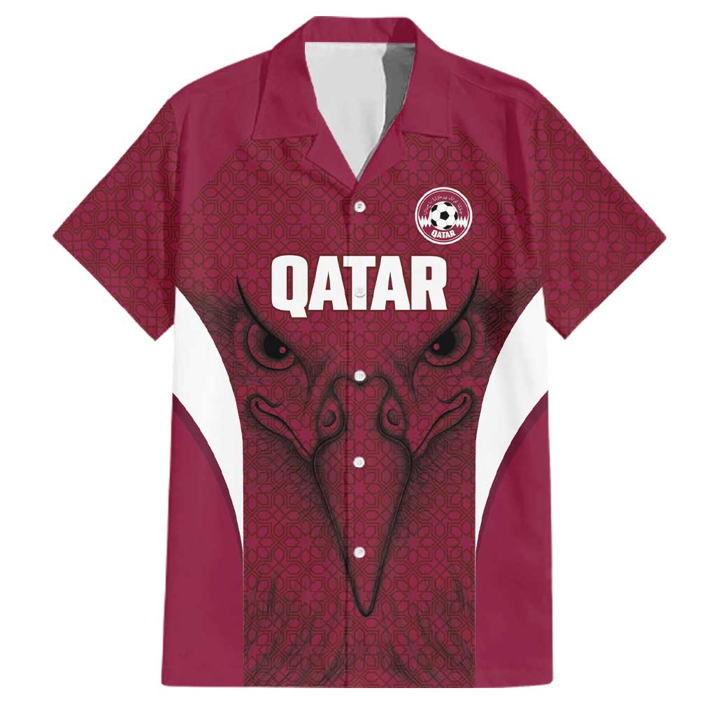 Custom Qatar Football Family Matching Off Shoulder Maxi Dress and Hawaiian Shirt Maroon Falcon Spirit Red Version - Wonder Print Shop