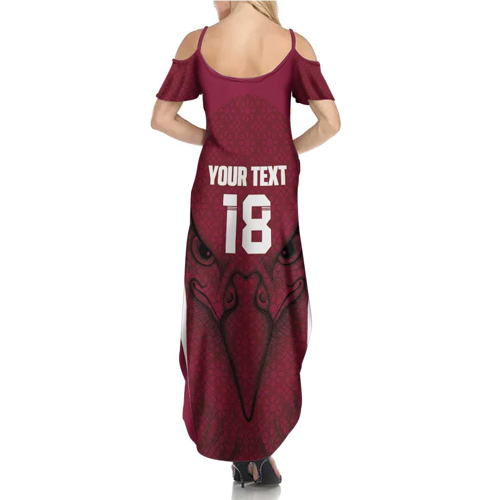 Custom Qatar Football Family Matching Summer Maxi Dress and Hawaiian Shirt Maroon Falcon Spirit Red Version - Wonder Print Shop