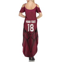 Custom Qatar Football Family Matching Summer Maxi Dress and Hawaiian Shirt Maroon Falcon Spirit Red Version - Wonder Print Shop