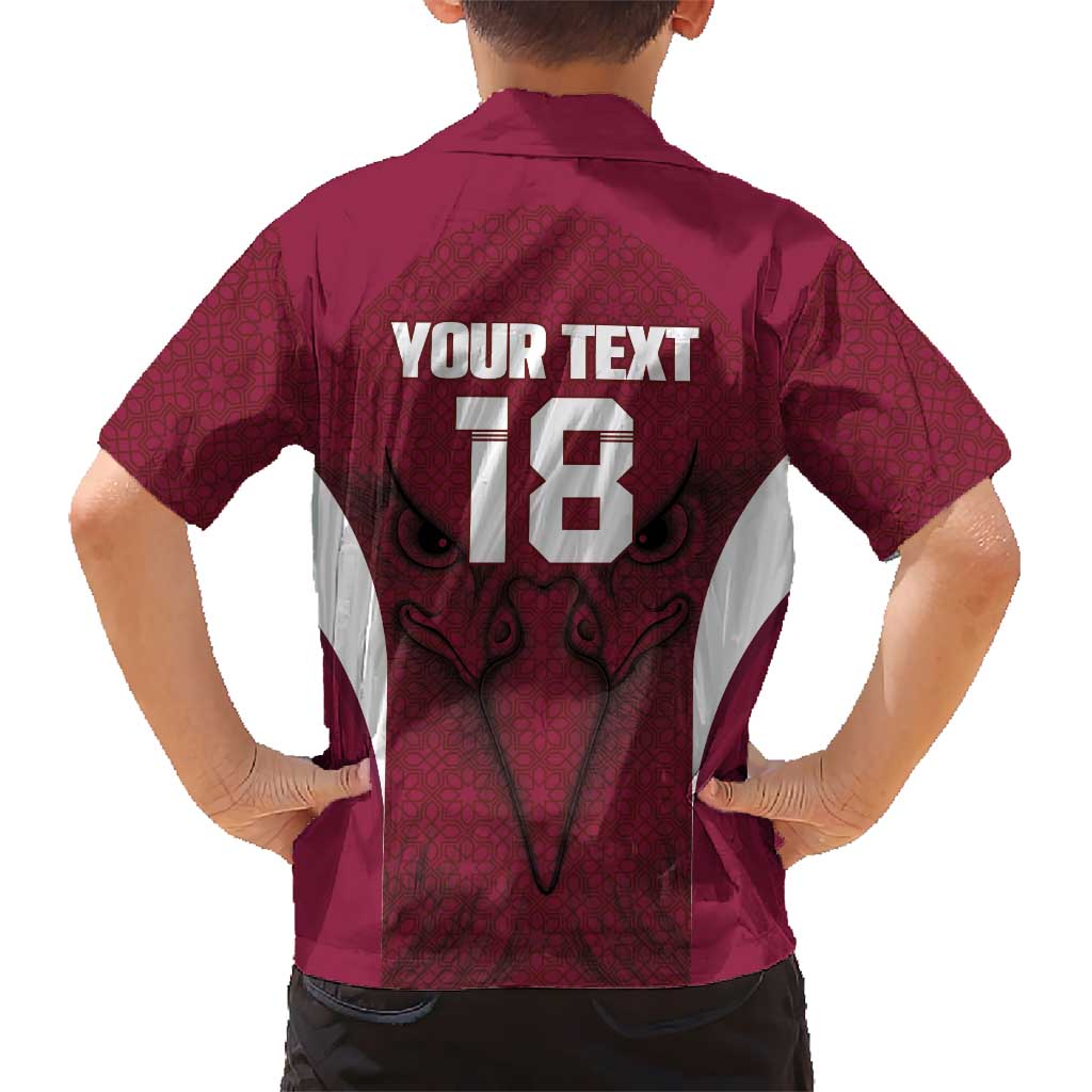 Custom Qatar Football Family Matching Tank Maxi Dress and Hawaiian Shirt Maroon Falcon Spirit Red Version - Wonder Print Shop