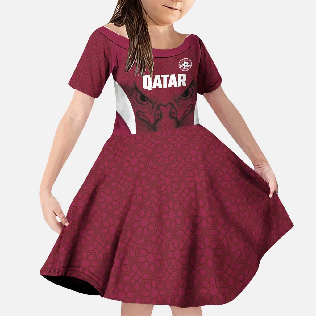 Custom Qatar Football Family Matching Tank Maxi Dress and Hawaiian Shirt Maroon Falcon Spirit Red Version - Wonder Print Shop
