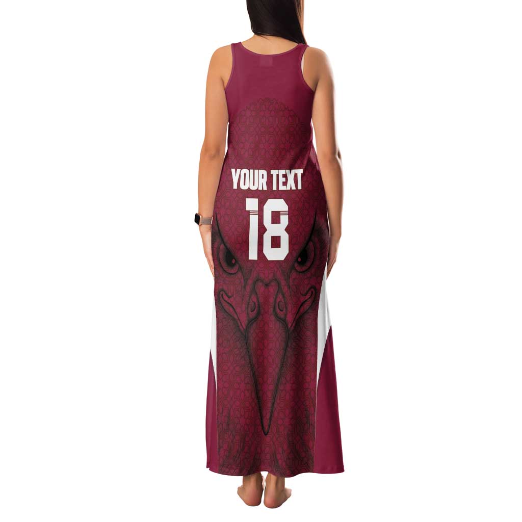 Custom Qatar Football Family Matching Tank Maxi Dress and Hawaiian Shirt Maroon Falcon Spirit Red Version - Wonder Print Shop