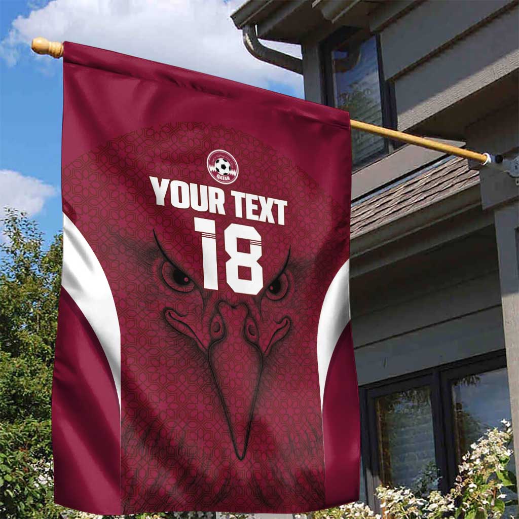 Custom Qatar Football Garden Flag Maroon Falcon Spirit Red Version - Wonder Print Shop