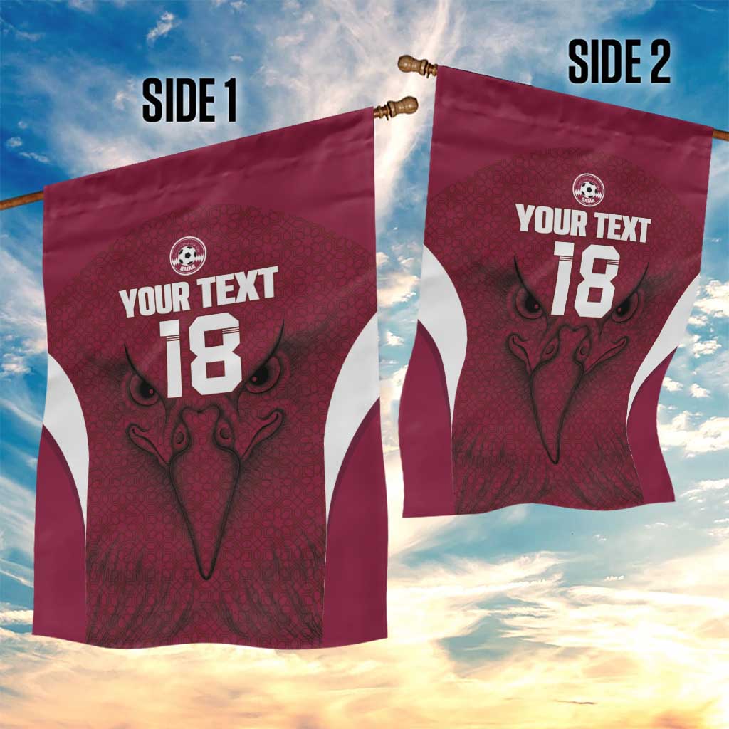 Custom Qatar Football Garden Flag Maroon Falcon Spirit Red Version - Wonder Print Shop