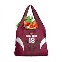 Custom Qatar Football Grocery Bag Maroon Falcon Spirit Red Version - Wonder Print Shop