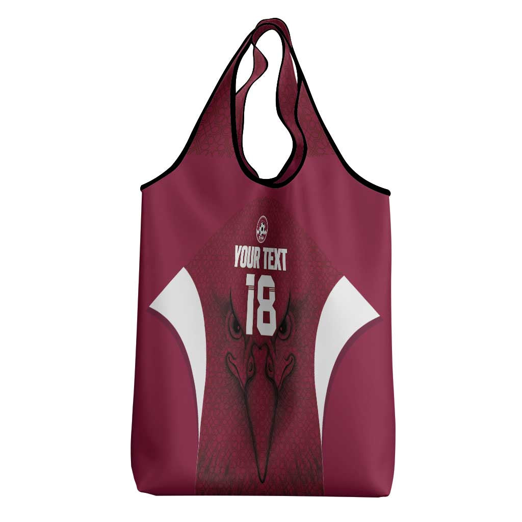 Custom Qatar Football Grocery Bag Maroon Falcon Spirit Red Version - Wonder Print Shop
