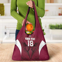 Custom Qatar Football Grocery Bag Maroon Falcon Spirit Red Version - Wonder Print Shop