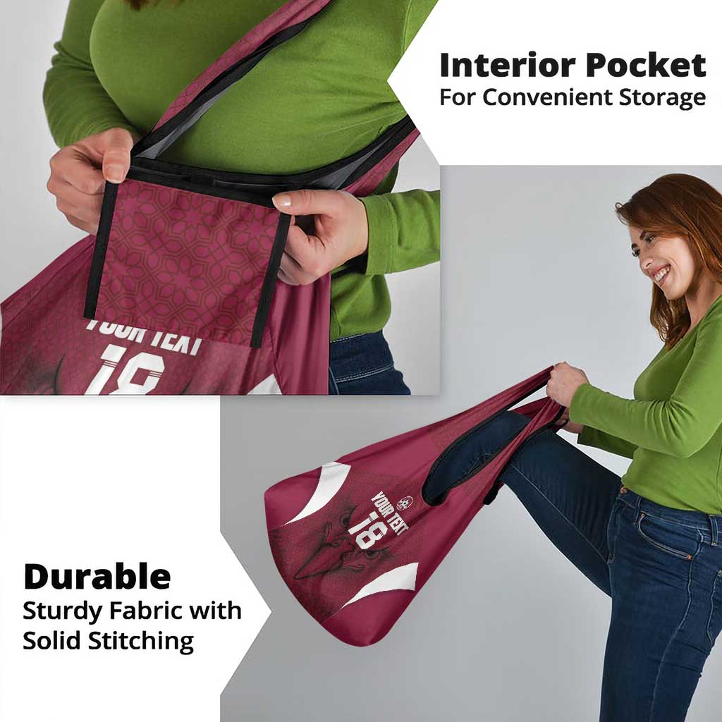 Custom Qatar Football Grocery Bag Maroon Falcon Spirit Red Version - Wonder Print Shop