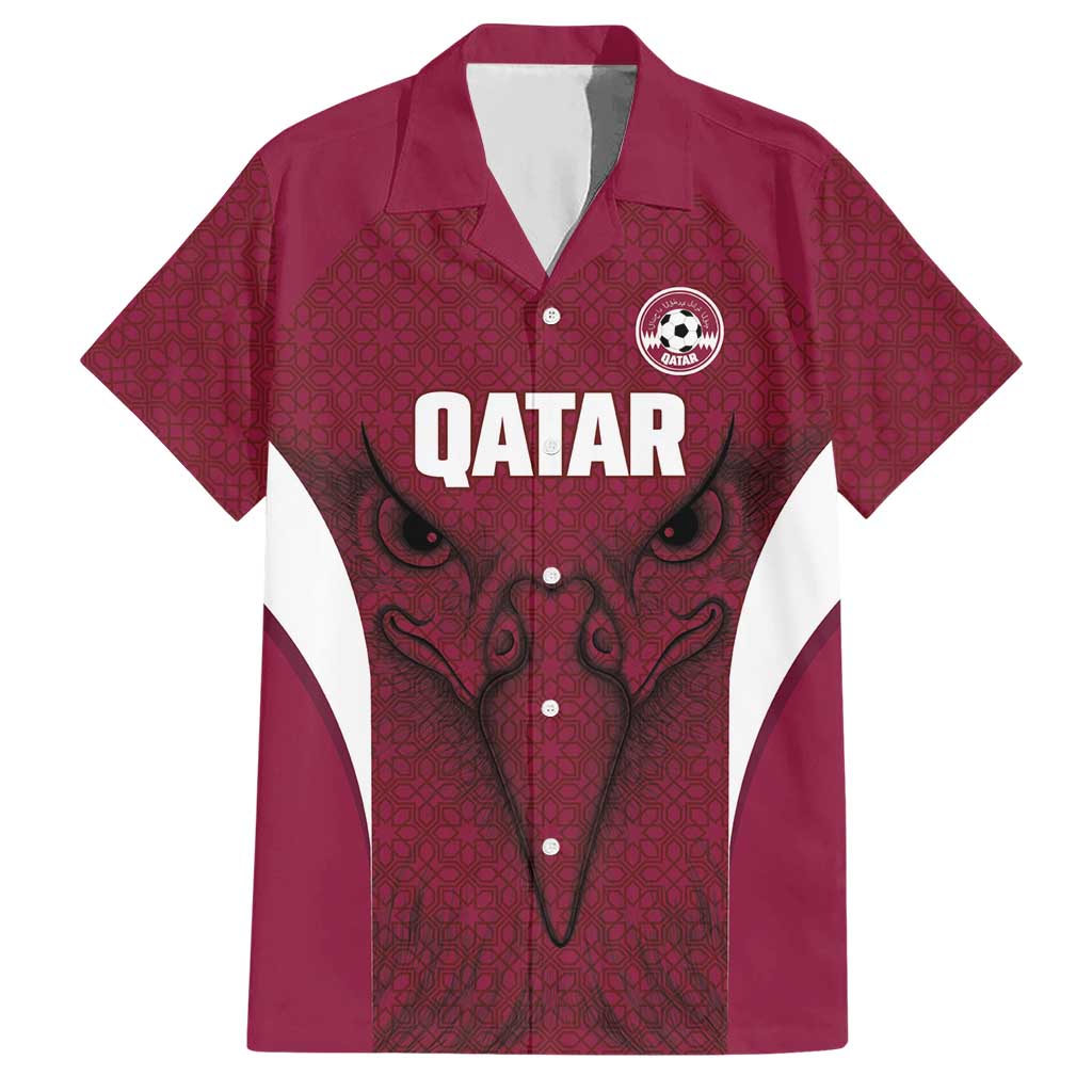 Custom Qatar Football Hawaiian Shirt Maroon Falcon Spirit Red Version - Wonder Print Shop