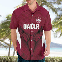 Custom Qatar Football Hawaiian Shirt Maroon Falcon Spirit Red Version - Wonder Print Shop