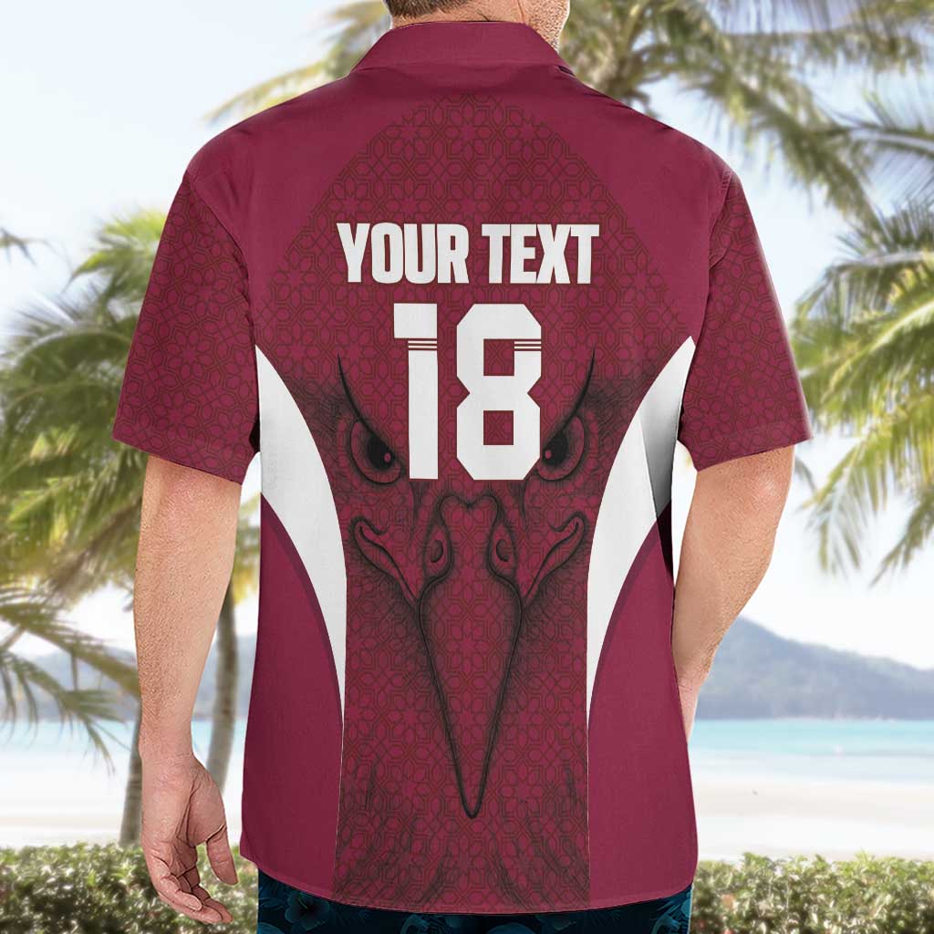 Custom Qatar Football Hawaiian Shirt Maroon Falcon Spirit Red Version - Wonder Print Shop
