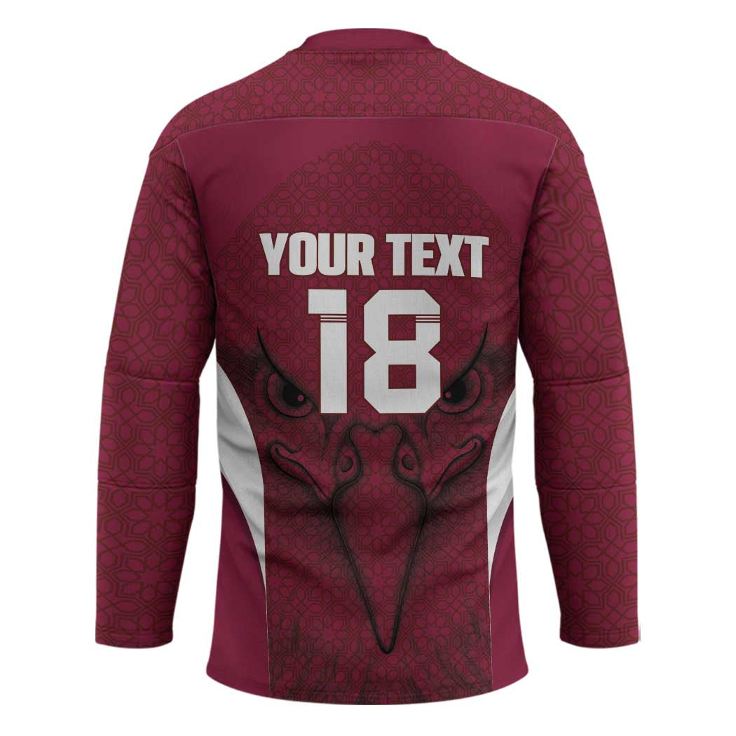 Custom Qatar Football Hockey Jersey Maroon Falcon Spirit Red Version - Wonder Print Shop