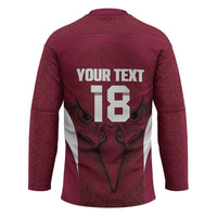 Custom Qatar Football Hockey Jersey Maroon Falcon Spirit Red Version - Wonder Print Shop