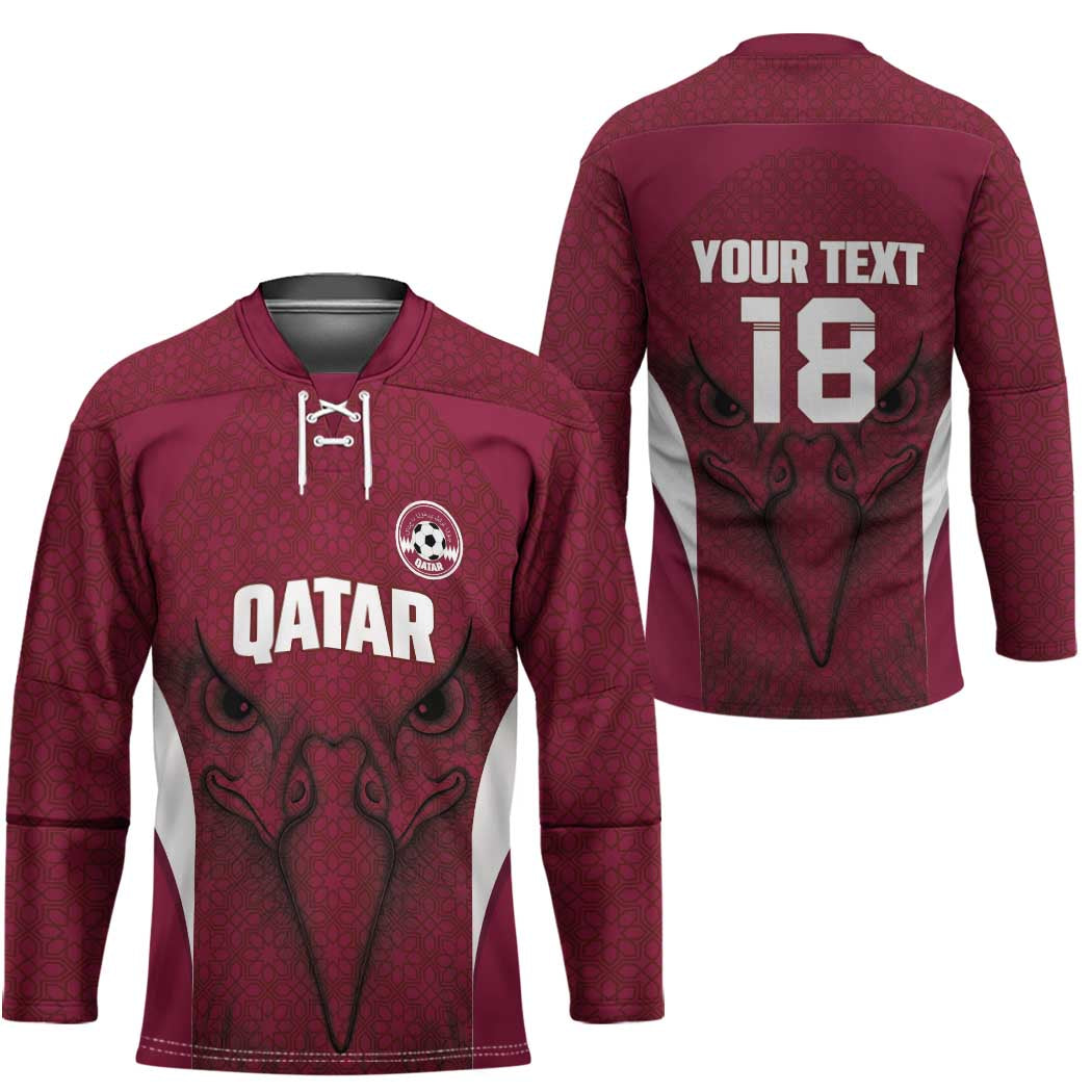 Custom Qatar Football Hockey Jersey Maroon Falcon Spirit Red Version - Wonder Print Shop