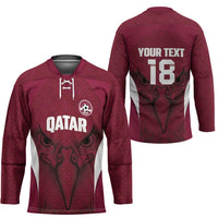 Custom Qatar Football Hockey Jersey Maroon Falcon Spirit Red Version - Wonder Print Shop