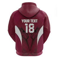Custom Qatar Football Hoodie Maroon Falcon Spirit Red Version - Wonder Print Shop