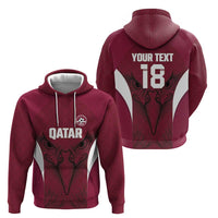 Custom Qatar Football Hoodie Maroon Falcon Spirit Red Version - Wonder Print Shop