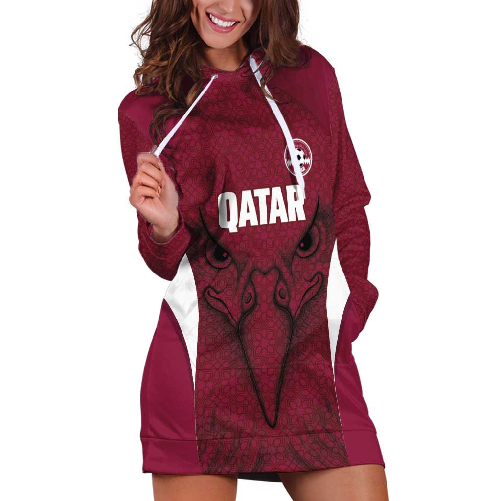 Custom Qatar Football Hoodie Dress Maroon Falcon Spirit Red Version - Wonder Print Shop