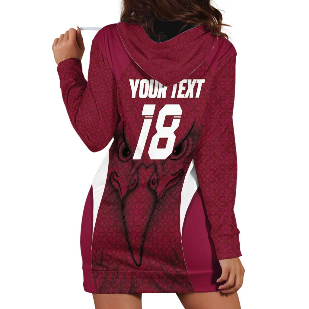 Custom Qatar Football Hoodie Dress Maroon Falcon Spirit Red Version - Wonder Print Shop