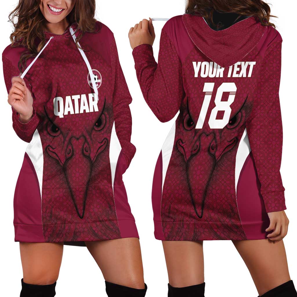 Custom Qatar Football Hoodie Dress Maroon Falcon Spirit Red Version - Wonder Print Shop