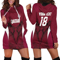 Custom Qatar Football Hoodie Dress Maroon Falcon Spirit Red Version - Wonder Print Shop