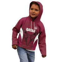 Custom Qatar Football Kid Hoodie Maroon Falcon Spirit Red Version - Wonder Print Shop