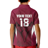 Custom Qatar Football Kid Polo Shirt Maroon Falcon Spirit Red Version - Wonder Print Shop