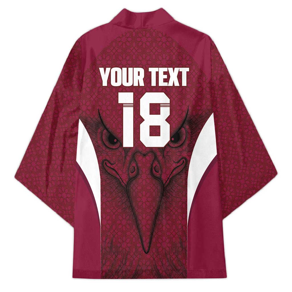 Custom Qatar Football Kimono Maroon Falcon Spirit Red Version - Wonder Print Shop