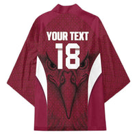 Custom Qatar Football Kimono Maroon Falcon Spirit Red Version - Wonder Print Shop